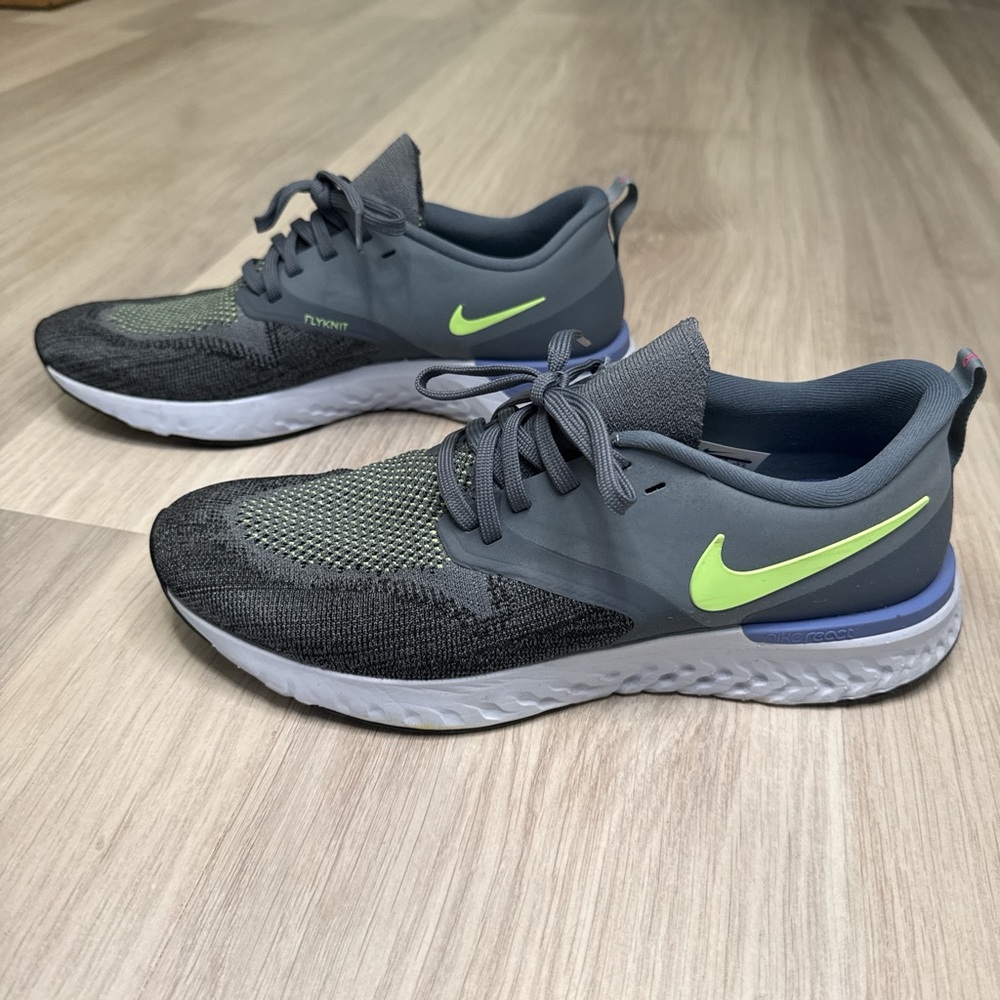 Nike Men's Nike React Infinity Run flyknit Black and Neon Green Athletic Shoes